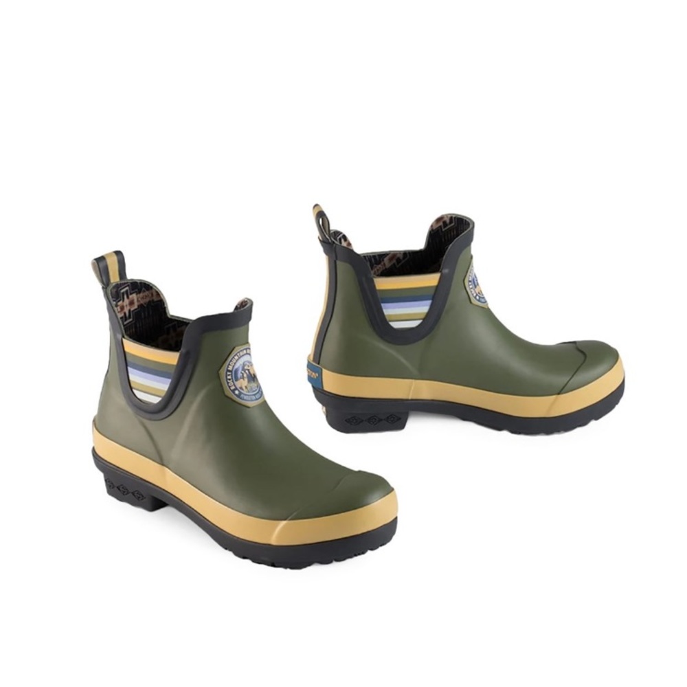 Pendleton Olive & Yellow Stripe Rocky Mountain National Chelsea Rain Boots